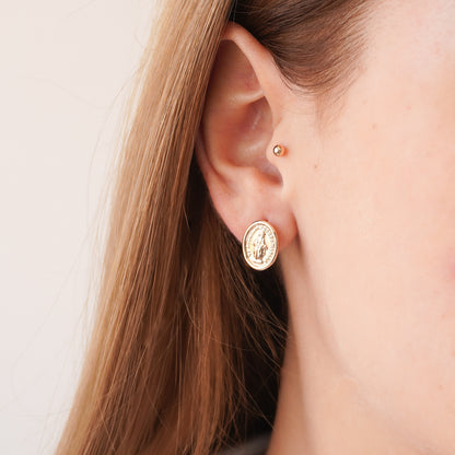 Arete Virgen Milagrosa Grande Oro Rosa