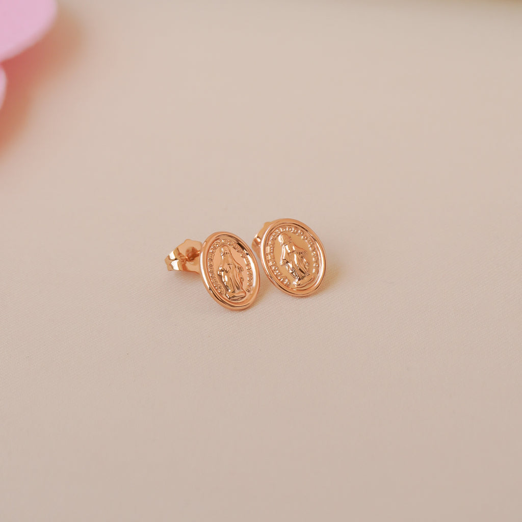 Arete Virgen Milagrosa Grande Oro Rosa