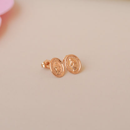 Arete Virgen Milagrosa Grande Oro Rosa